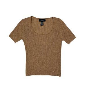 (Up To 50% Off SALE)  Wearever Shimmer Crewneck Ribbed T-Shirt Top